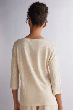 Camiseta con Escote Barco de Lino