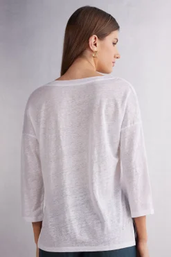 Camiseta con Escote Barco de Lino