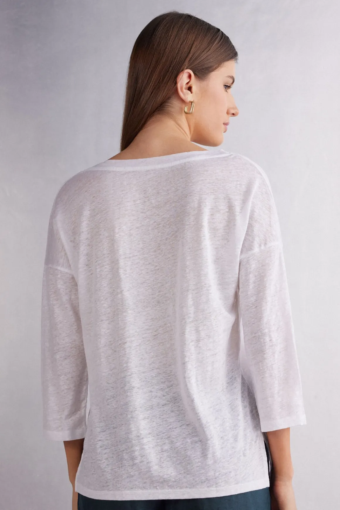 Camiseta con Escote Barco de Lino