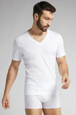 Camiseta con Escote de Pico de Algodón Premium