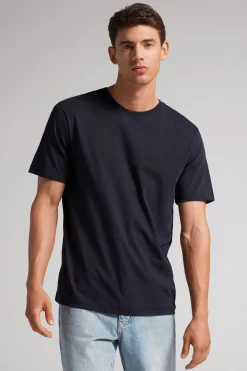 Camiseta de Corte Recto de Algodón Superior Extrafino