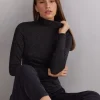 Camiseta de Cuello Alto de Modal Ligero con Cashmere Lamé