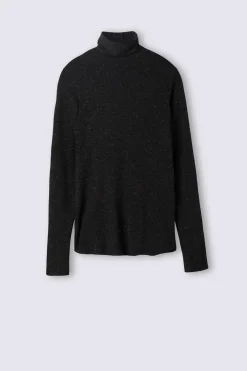 Camiseta de Cuello Alto de Modal Ligero con Cashmere Lamé