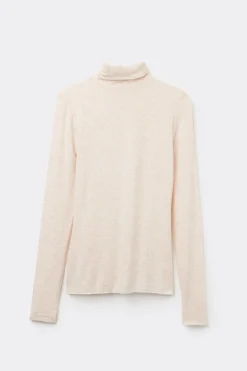 Camiseta de Cuello Alto de Modal Ligero con Cashmere Lamé