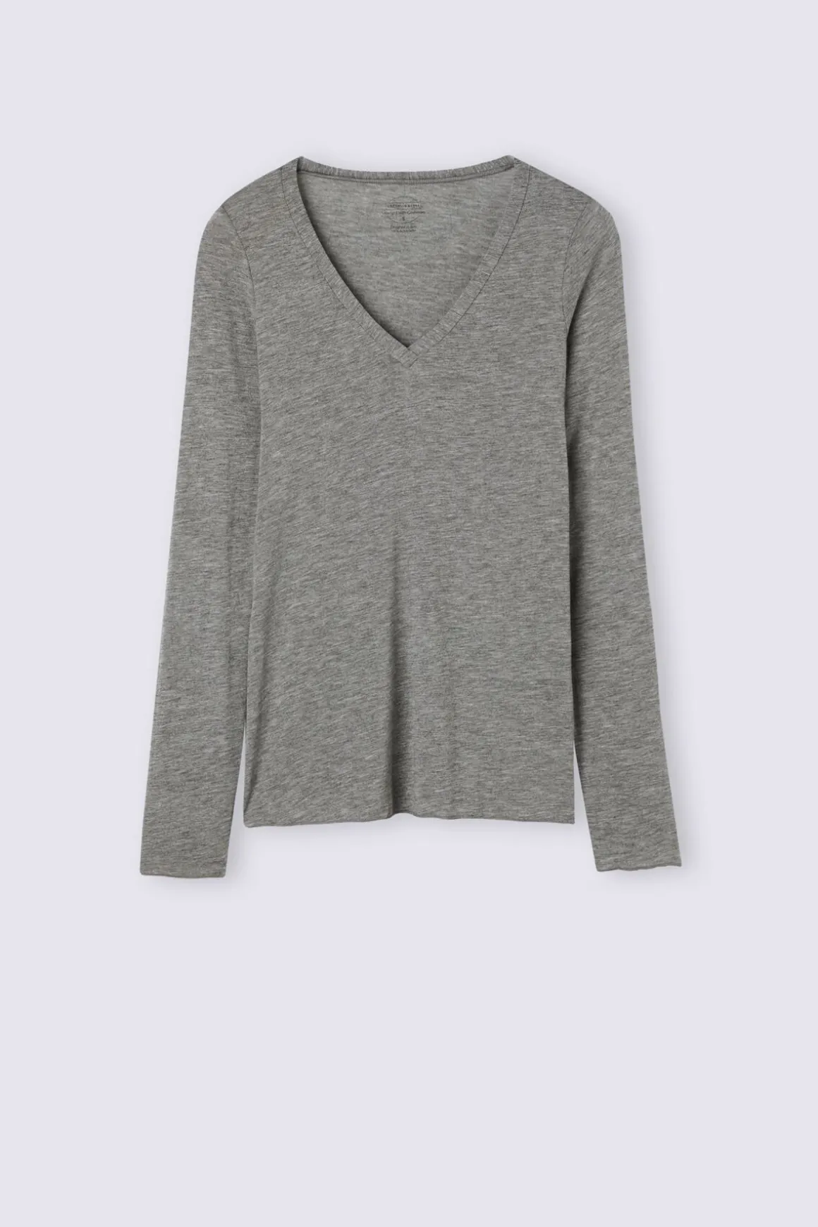 Camiseta de Cuello de Pico de Modal Ultraligero con Cashmere