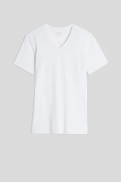 Camiseta de cuello pico en algodón superior