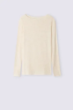 Camiseta de Cuello Redondo de Modal Ligero con Cashmere Lamé
