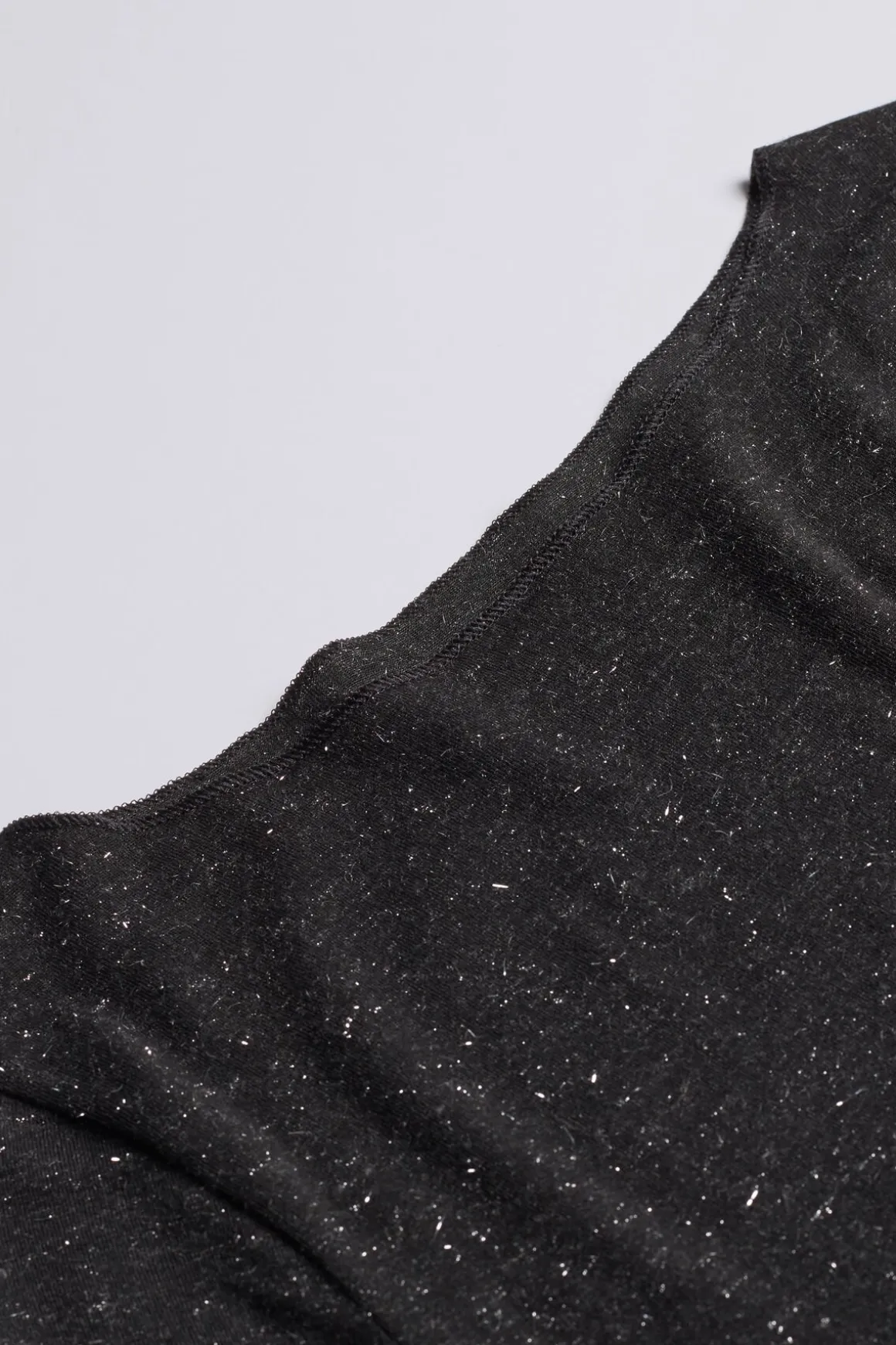Camiseta de Cuello Redondo de Modal Ligero con Cashmere Lamé
