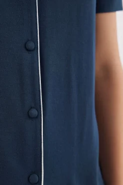 Camiseta de Manga Corta con Abertura Frontal de Modal