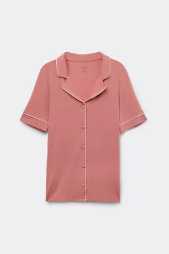 Camiseta de Manga Corta con Abertura Frontal de Modal