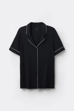 Camiseta de Manga Corta con Abertura Frontal de Modal