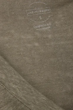 Camiseta de Manga Corta con Escote de Pico de Lino