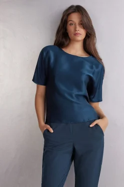Camiseta de Manga Corta de Seda y Modal