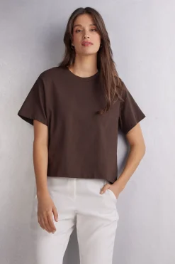 Camiseta de Manga Corta y Corte Recto de Algodón