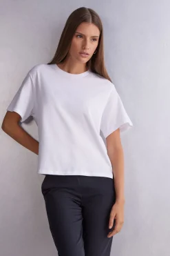 Camiseta de Manga Corta y Corte Recto de Algodón