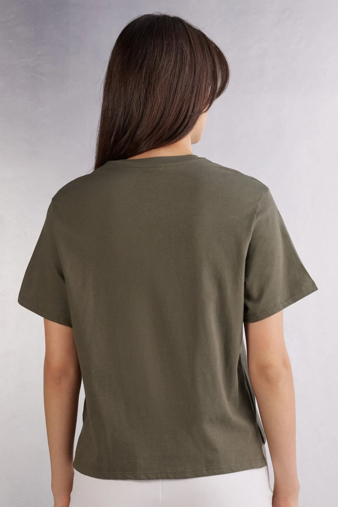 Camiseta de Manga Corta y Corte Recto de Algodón