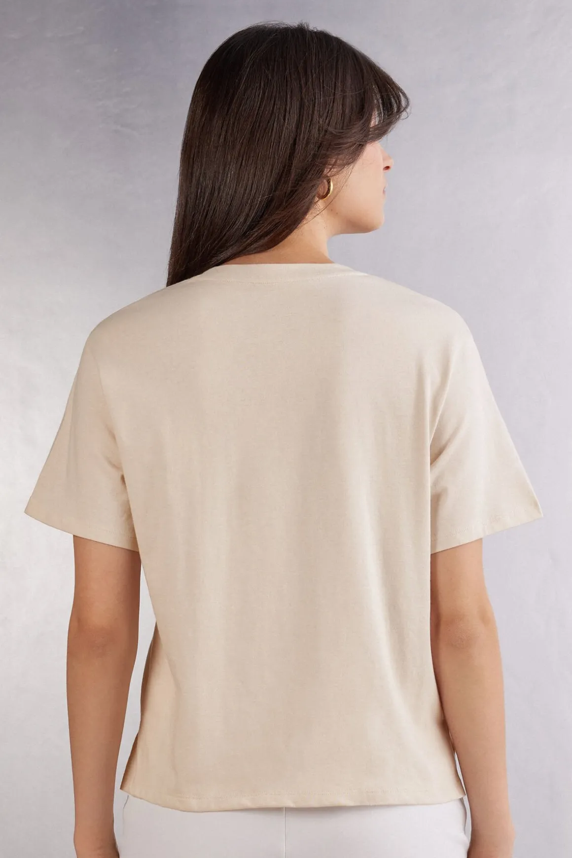 Camiseta de Manga Corta y Corte Recto de Algodón