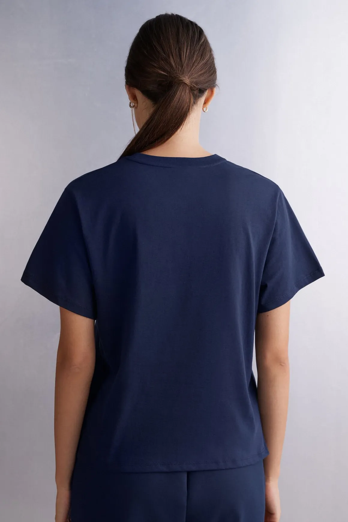 Camiseta de Manga Corta y Corte Recto de Algodón