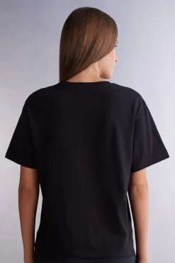Camiseta de Manga Corta y Corte Recto de Algodón