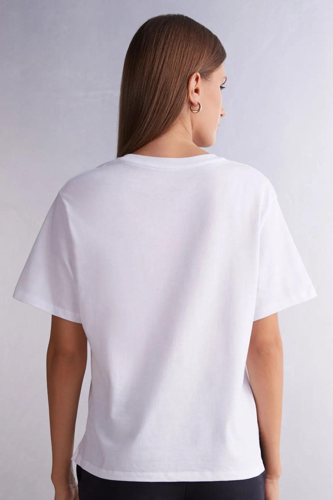 Camiseta de Manga Corta y Corte Recto de Algodón
