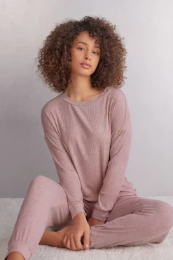 Camiseta de Manga Larga con Escote Barco de Modal Chic Comfort