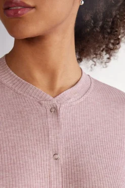 Camiseta de Manga Larga con Abertura Delantera de Modal Chic Comfort