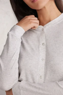 Camiseta de Manga Larga con Abertura Delantera de Modal Chic Comfort
