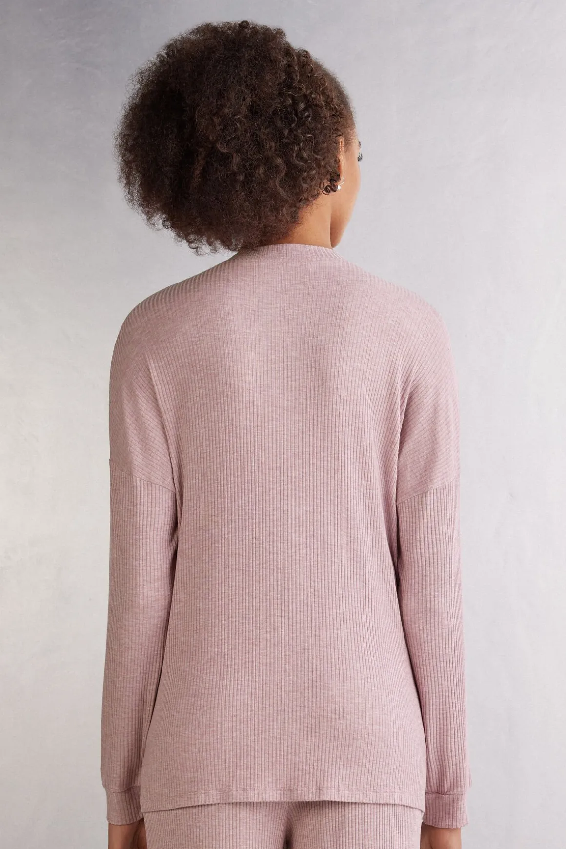 Camiseta de Manga Larga con Abertura Delantera de Modal Chic Comfort