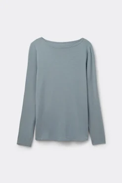Camiseta de Manga Larga con Escote Barca en Micromodal