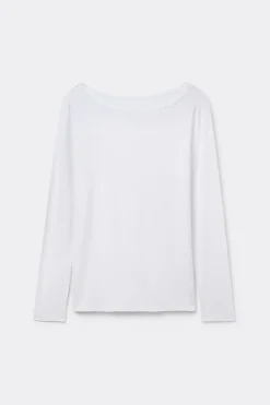 Camiseta de Manga Larga con Escote Barca en Micromodal