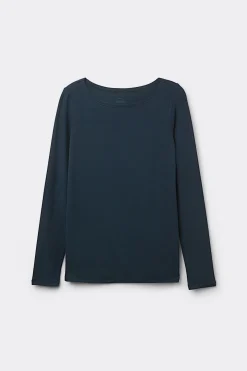 Camiseta de Manga Larga con Escote Barca en Micromodal