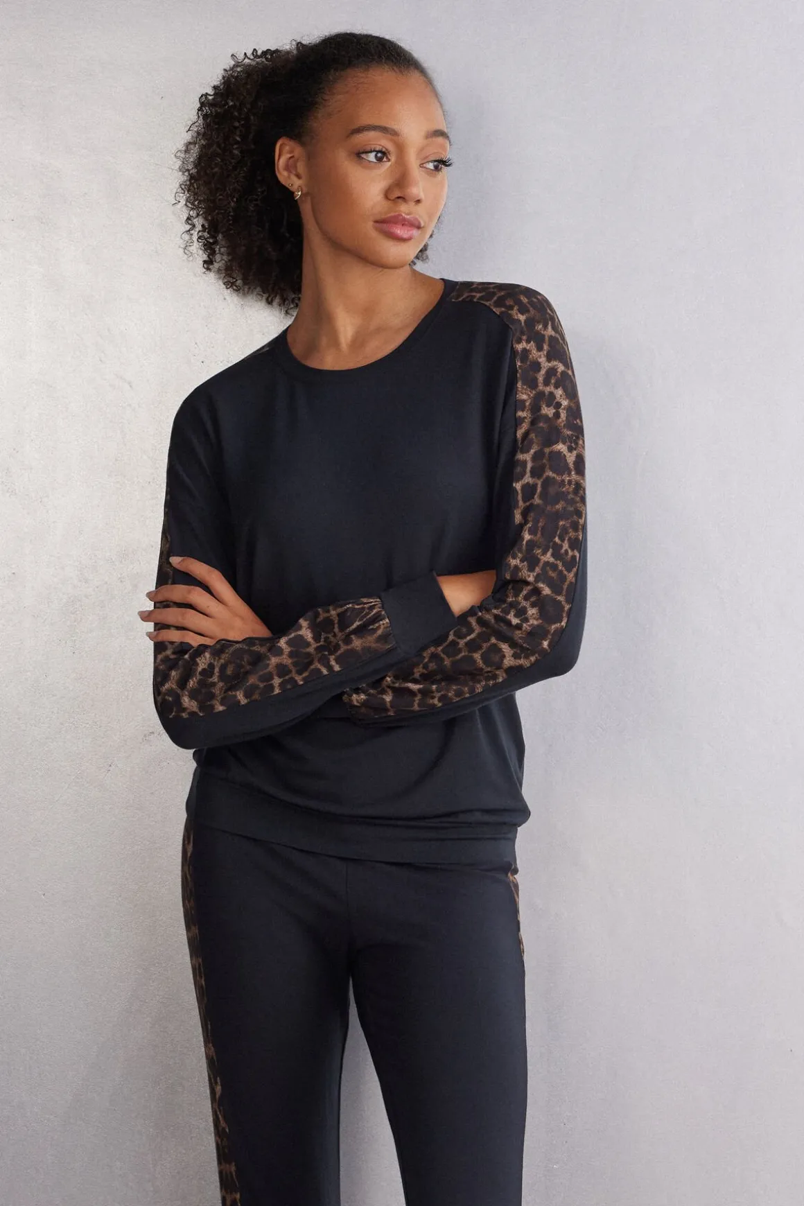 Camiseta de Manga Larga de Modal Luxurious Leopard