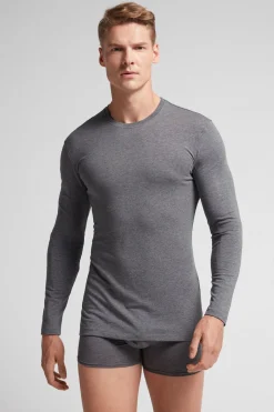 Camiseta de Manga Larga de Algodón Superior Elástico