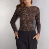 Camiseta de Manga Larga de Modal Ultralight con Cashmere Luxurious Leopard