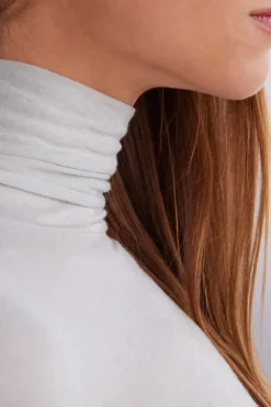 Camiseta de Manga Larga de Cuello Alto de Cashmere Ultraligero de Modal