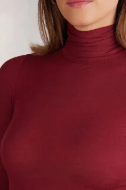 Camiseta de Manga Larga de Cuello Alto de Cashmere Ultraligero de Modal