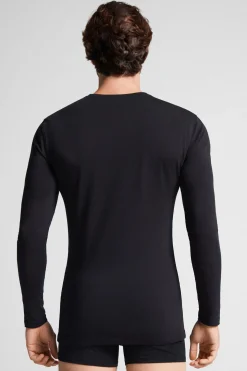 Camiseta de Manga Larga de Algodón Superior Elástico