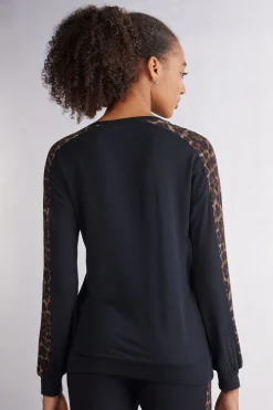 Camiseta de Manga Larga de Modal Luxurious Leopard