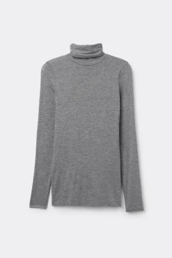 Camiseta de Manga Larga de Cuello Alto de Cashmere Ultraligero de Modal
