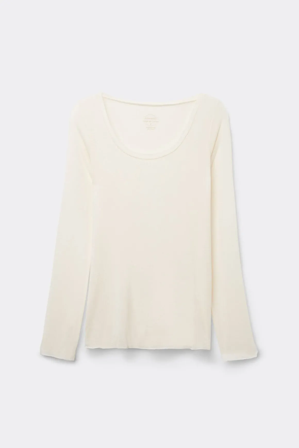 Camiseta de Manga Larga de Modal Ultralight con Cashmere y Escote Redondo