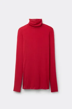 Camiseta de Manga Larga de Cuello Alto de Cashmere Ultraligero de Modal