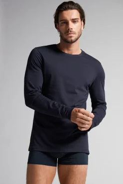 Camiseta de manga larga en algodón superior de hombre