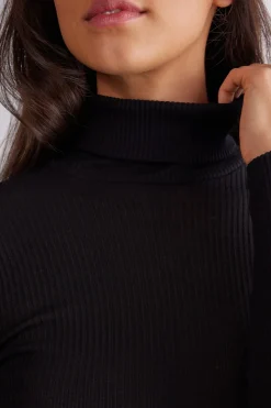 Camiseta de Manga Larga Lana y Seda Cuello Alto