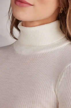 Camiseta de Manga Larga Lana y Seda Cuello Alto