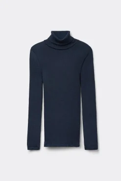 Camiseta de Manga Larga Lana y Seda Cuello Alto