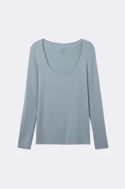 Camiseta de Manga Larga y Escote Redondo de Micromodal