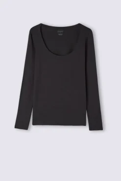 Camiseta de Manga Larga y Escote Redondo de Micromodal