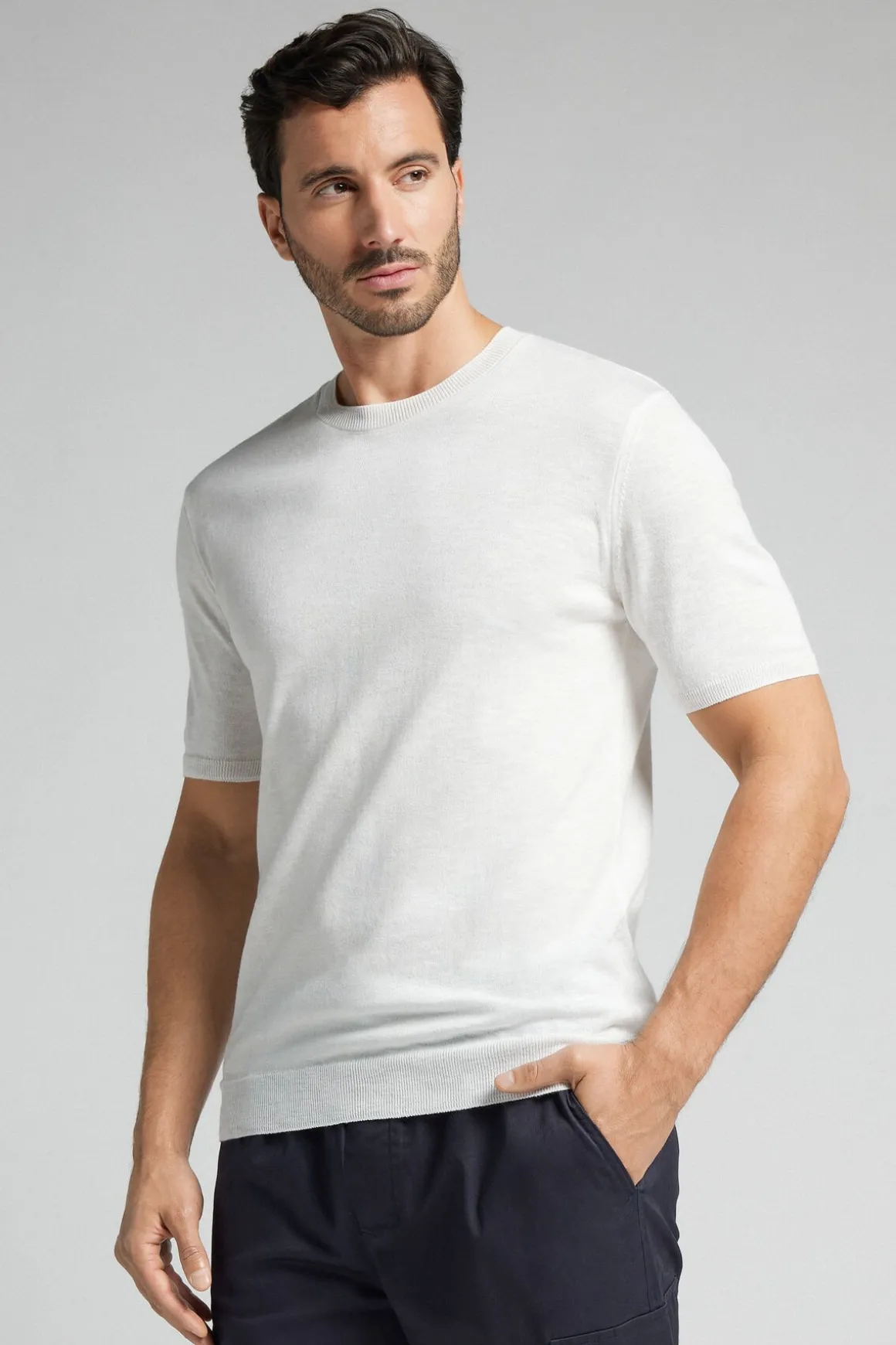 Camiseta de Punto de Algodón Jaspeado
