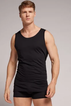 Camiseta de Tirantes con Escote Redondo de Algodón Superior Extrafino