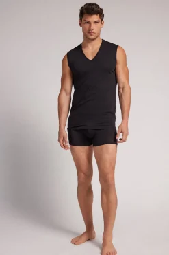 Camiseta de Tirantes con Escote de Pico de Algodón Superior Extrafino
